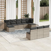 Loungeset 10-delig poly rattan grijs