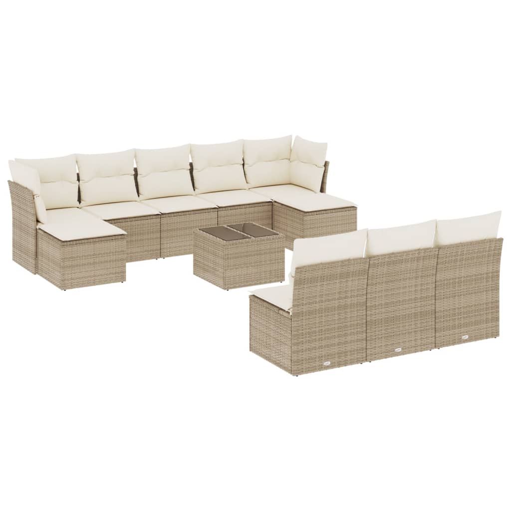 -Delige Tuinset Met Kussens Poly Rattan Beige beige and cream Met tafel