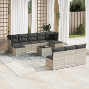 Loungeset 11-delig poly rattan lichtgrijs