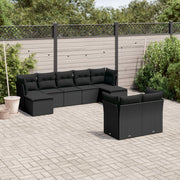 Loungeset 9-delig poly rattan zwart