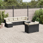 9-Delige Loungeset Met Kussens Poly Rattan Zwart