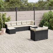 Loungeset poly rattan 9-delig zwart