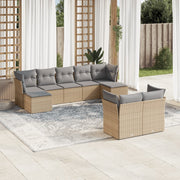 Loungeset 9-delig poly rattan beige