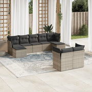 Loungeset 9-delig poly rattan grijs