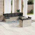 Loungeset 9-delig poly rattan lichtgrijs