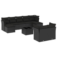10-Delige Loungeset Met Kussens Poly Rattan Zwart
