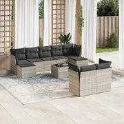 Loungeset 10-delig poly rattan lichtgrijs