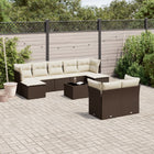 10-delige Loungeset met kussens poly rattan bruin