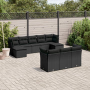 Loungeset 10-delig poly rattan zwart
