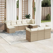 Loungeset 10-delig poly rattan beige