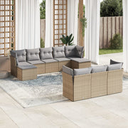 Loungeset 10-delig poly rattan beige