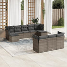 10-Delige Loungeset Met Kussens Poly Rattan Grijs