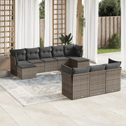 Loungeset 10-delig poly rattan grijs