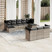 Loungeset 10-delig poly rattan lichtgrijs