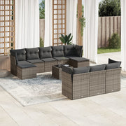 Loungeset 11-delig poly rattan grijs