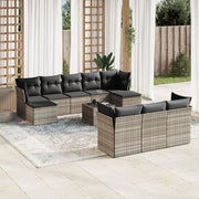 Loungeset 11-delig poly rattan lichtgrijs