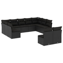 11-Delige Loungeset Met Kussens Poly Rattan Zwart
