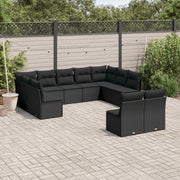 Loungeset 11-delig poly rattan zwart