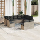 11-Piece Loungeset with cushions poly rattan light gray