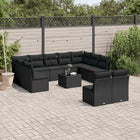 Loungeset 12-delig poly rattan zwart