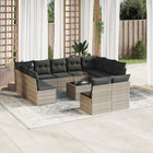 12-piece Lounge Set with Cushions Poly Rattan Light Grey