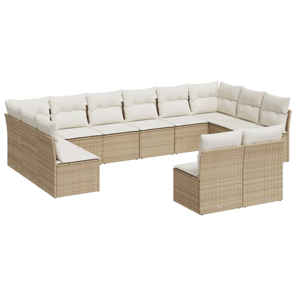 2-Delige Loungeset Met Kussens Poly Rattan Beige