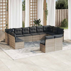 Loungeset 12-delig poly rattan lichtgrijs