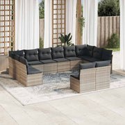 Loungeset 12-delig poly rattan lichtgrijs