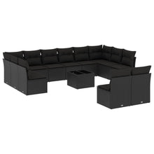 13-Delige Loungeset Met Kussens Poly Rattan Zwart