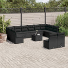 13-Delige Loungeset Met Kussens Poly Rattan Zwart