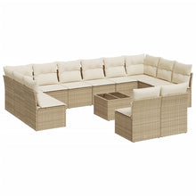 13-Delige Loungeset Met Kussens Poly Rattan Beige