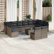 Loungeset poly rattan 13-delig grijs
