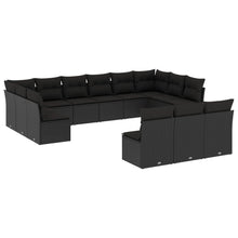 13-Delige Loungeset Met Kussens Poly Rattan Zwart