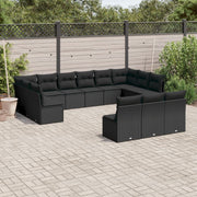 Loungeset 13-delig poly rattan zwart