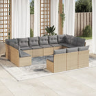 13-Delige Loungeset Met Kussens Poly Rattan Beige