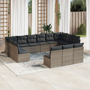 Loungeset 13-delig poly rattan grijs