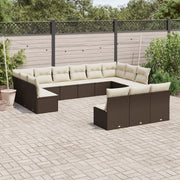 Loungeset 13-delig poly rattan bruin