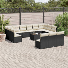 4-Delige Loungeset Met Kussens Poly Rattan Zwart en crème Met tafel