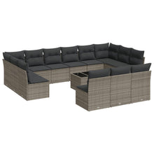 14-Delige Loungeset Met Kussens Poly Rattan Grijs