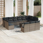 14-piece Lounge Set with Cushions poly rattan grey
