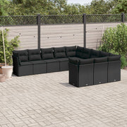 Loungeset 11-delig poly rattan zwart