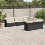 Loungeset 11-delig poly rattan zwart