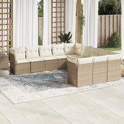 Tuinset poly rattan 11-delig beige met kussens