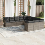 Loungeset 11-delig poly rattan grijs