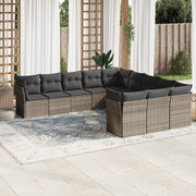 Loungeset 11-delig poly rattan lichtgrijs