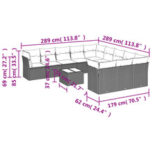 12-Delige Loungeset Met Kussens Poly Rattan Zwart