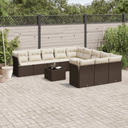 Loungeset poly rattan 12-delig bruin