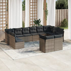 12-piece lounge set with cushions poly rattan grey