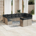 12-piece Lounge Set with Cushions Poly Rattan Light Grey