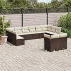 12-piece Lounge Set with Cushions Poly Rattan Brown